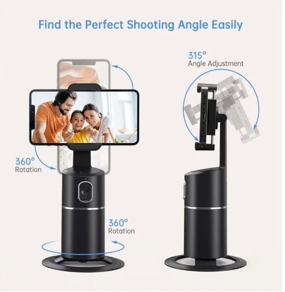 Auto Face Tracking Tripod, 360° Rotation AI Smart Tracking Phone Holder, No App - Picture 5 of 9